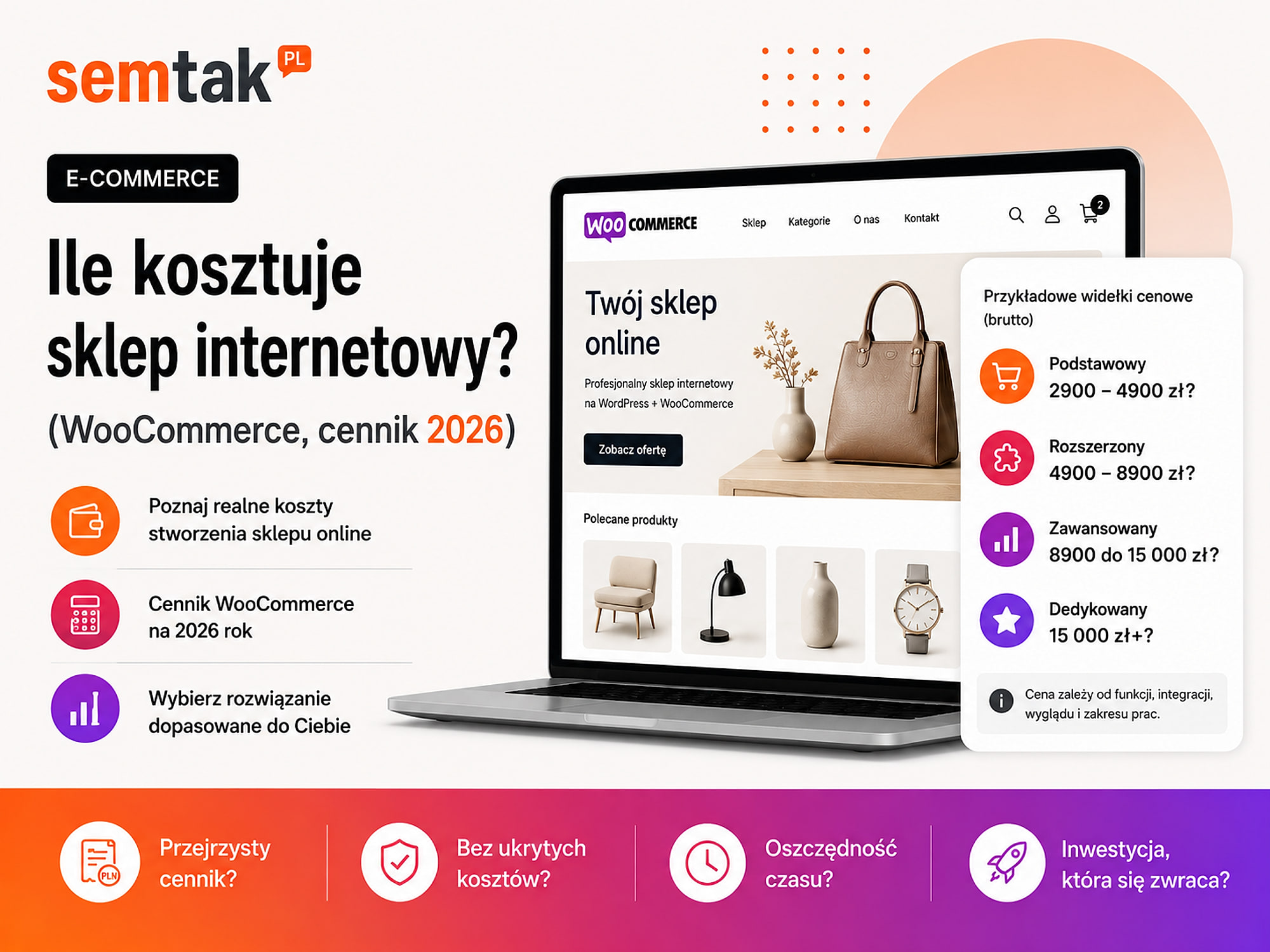 Ile kosztuje sklep internetowy? (WooCommerce, cennik 2026)