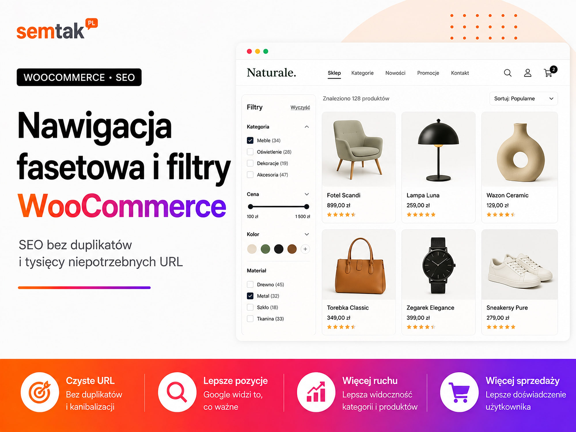 Nawigacja fasetowa i filtry WooCommerce — SEO bez duplikatów