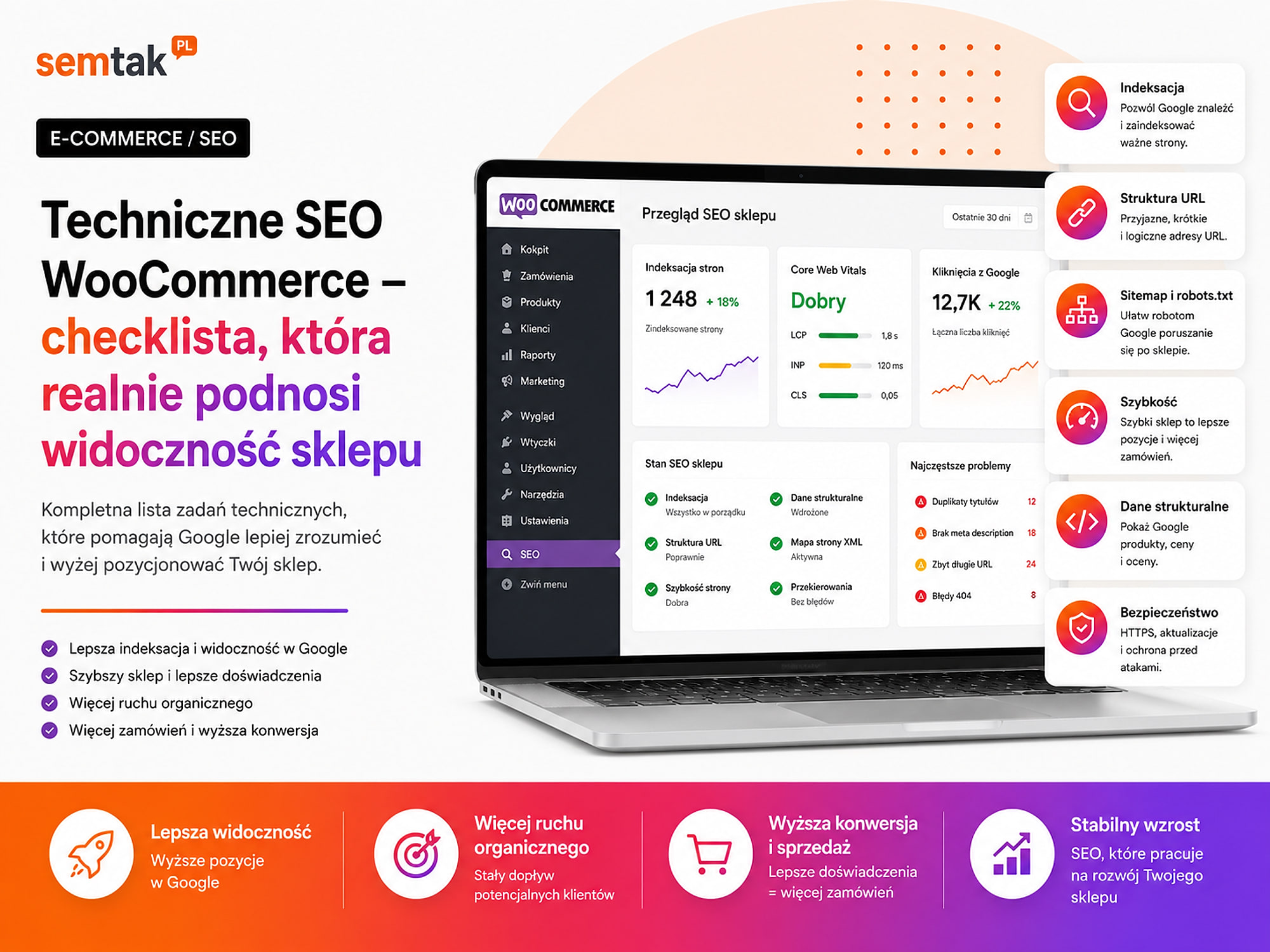 Techniczne SEO WooCommerce — checklista, która realnie podnosi widoczność sklepu