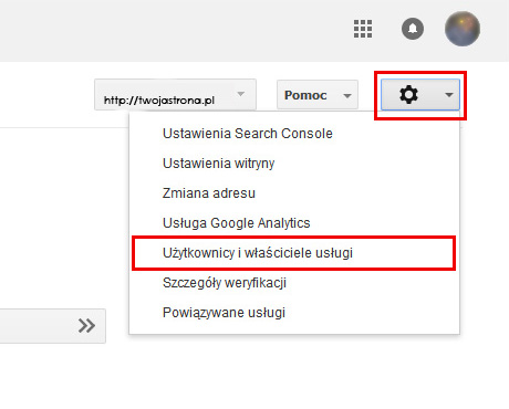 dodawanie użytkownika do search console 2